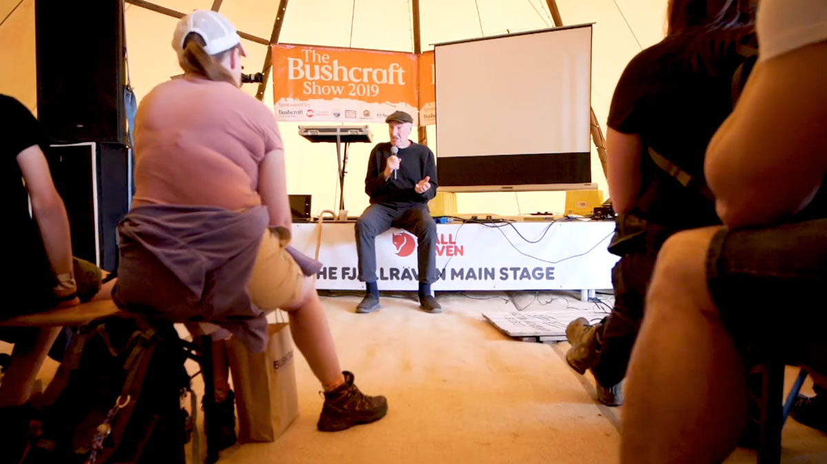 Lofty Wiseman tijdens Bushcraft show 2019 Lofty Wiseman tijdens Bushcraft show 2019